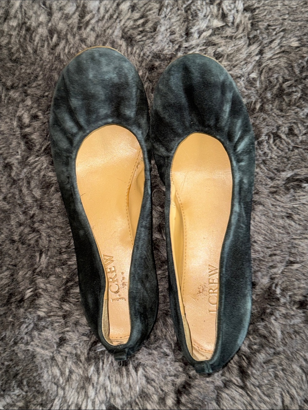J. Crew Black Suede Ballet Flats with Leather Insole